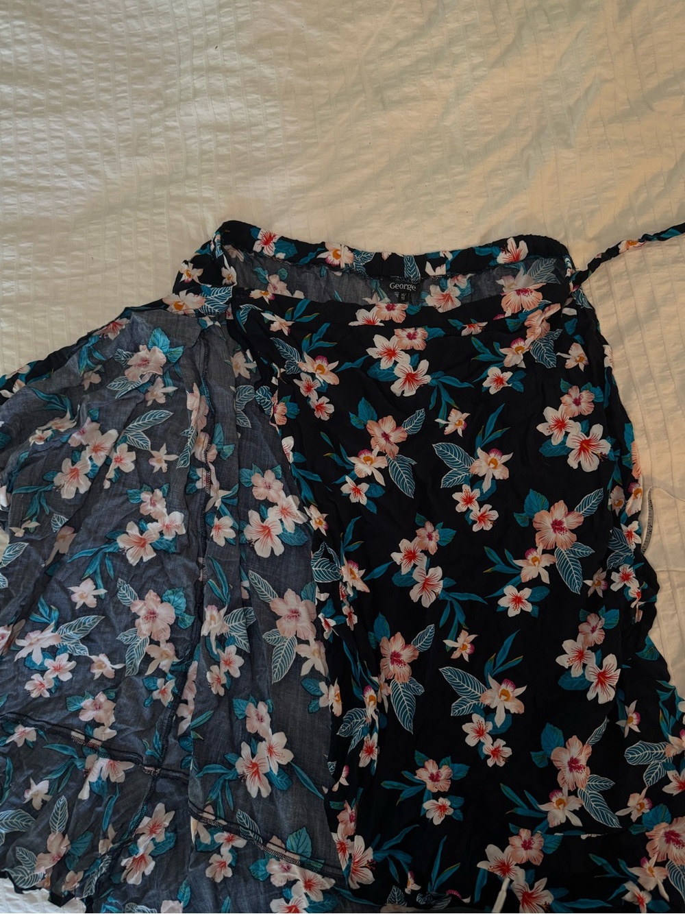 Wrap Skirt GEORGE Floral with Teal and Pink Flowers - Tropical Summer Party